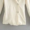 Mujeres verano plisado blazers abrigos sólido casual muesca cuello solo pecho femenino moda blazer ropa exterior WW6921 210513