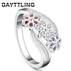 Cluster Ringe Bayttling 925 Sterling Silber Charm Farbige Blumen 7 # 8 # 9 # Ring für Frau Mode Hochzeit Party Geschenk Schmuck
