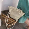 Shopping Bags Casual Female Handmade Straw Paper Rope Woven Shoulder Bohemian Retro Large Capacity Summer Beach Tote Handbags220307