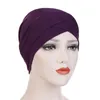 Bonnet / Crâne Casquettes Femmes Tissu Extensible Front Croix Chapeau Cristal Lin Turban Musulman Fond Foulard Mode Chapeaux Écharpe