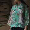 Johnature Women Chinese Style Shirts Ramie Högkvalitativa toppar Stativ Sju Ärm Blouses Spring Button Print Mural Shirts 210521