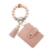 Leather Card Bag Tassel Charm Bracelets Silicone Bead Wristband Cuff Wallet Keychain for Women Children Fashion jewelry5553361