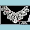 結婚式のジュエリーセット石の花嫁のイヤリングのネックレス水滴クリスタル女性のドレスaesporiesセット（イヤリング+ SIR）はパーティードロップデリバリー2021
