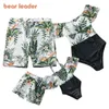 Baddräkter Familj Matchande Outfits Mother Dotter Badkläder Mamma och Mig Bikini Mode Kläder Fader Son Swim Shorts 210429