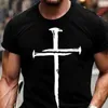 Sommer Herren Jesus Christus Kreuz T-Shirts Lässige All-Match Kurzarm Übergroße Kleidung Rundhals Street Fashion 3D-gedruckte Hemden