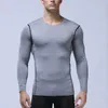 Herren Outdoor-Sport-Herren-T-Shirts, schnell trocknende Kompression, atmungsaktiv, langärmelig, eng anliegende T-Shirts, Laufen, Joggen, Basketball, Fitness, T-Shirt, Größe S-XXL, Schwarz, Grau