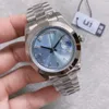 ST9 Steel Watches 40mm Diamond Set Blue Dial Ice Automatic Mechanical Movement Meacphire Glass President