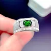 Intarsiato lucido zircone verde strass tendenza anniversario regali per uomo e donna gioielli anello in argento moda X0715