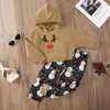 kids Clothing Sets girls Christmas elk outfits children Xmas deer Hooded Tops+snowman print pants 2pcs/set Spring Autumn fashion baby Clothes