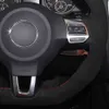 Car Steering Wheel Cover DIY Non-slip Black Suede For Golf 6 MK6 VW Polo GTI Scirocco R Passat CC R-Line 2010