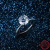 2021 Classic Luxury Real Solid 925 Sterling Silver Ring 3Ct 10 Hearts Arrows Zircon Wedding Jewelry Rings Engagement For Women X0715