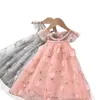 Verão primavera bebê criança menina bonito bordado bordado tulle vestido 210528