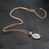 Kinel 585 Rose Gold Natürliche Zirkon Charms Neckalce Mode Frauen Blau Opal Kette Choker Europäischen Partei Edlen Schmuck