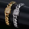 Guld silver färg koppar tennis hip hop punk iced out micro bana charm miami kubanska män armband 8 tum envio gratis