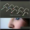 Anneaux Drop Livraison 2021 Vis Goujons Nez Anneau Gem Couleur Mixte Corps Piercing Bijoux 316L En Acier Inoxydable 100 Pcs/Lot Ehzsr