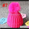 Lindo gorro de punto infantil niñas ganchillo niños diseñador lentejuelas pompón de piel sólido al aire libre gorros holgados niño 8Nhuj Uq2Ay