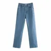 Jeans taille haute femme automne hiver lâche 100% coton rétro jambe large pantalon en denim femme papa long pantalon droit 210508