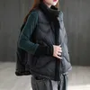 女性の冬の秋、ベストブラックスタンドカラージレの袖なしパフパーカーの女性チョッキダック210909