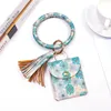 Pulseira de couro Chave Anéis Cartão de Moeda Carteira Pu Tassel Pingente Pulseiras Keychain Mulheres Saco Acessórios