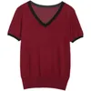 Herfst gebreide oversized trui vrouwen trui shirt vrouwelijke all-match basic korte mouw zomer tops kleding 210604