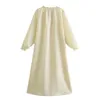 Abito Donna Tunica Beige Lungo Moda Donna Legato Manica a Sbuffo Estate es Ruffle Casual Donna es 210519