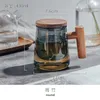 Houten handvat glas cup creatieve borosilicaat infusie van mokken met filter houten deksel voor watermelk 300ml