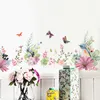bloemen achtergrond muurstickers verwijderbare creatieve zelfklevende aquarel schilderij slaapkamer woonkamer decoratie stickers 210420