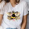 Women's T-Shirt Women Tshirts Cartoon Bee Floral Fashion Stylish Print Female Graphic T Top 90s Sweet Short Sleeve Shirt Tee