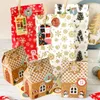 1Set (total 97pcs) Xmas Theme Candy Boxes Favors Chocolate Holders Party Sweet Paper Bag Baking Supplies Little Gift Package with Clip Tag Sticker n Jute Rope
