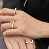 Cluster ringar kreativa frågetecken silver färgfinger för kvinnor öppnar insatsen personlighet minimalistiska streetwear smycken