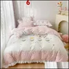 Bedding Sets Supplies Home Textiles & Garden Luxury Lace Edge Set Colorf Spring Flowers Embroidery Duvet Er Cotton Sheet 1.5/1.8/2.0M Textil