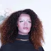 Ombre Brown Synthetic Lace Front Pruiken Afro Kinky Curly Pruik Hoge Tempature Fiber Cosplay Haar voor zwarte vrouwen