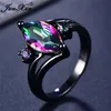 Unieke Mysterie Vrouwelijke Meisjes Regenboog Ring Mode Zwart Gouden Sieraden Boheemse Vintage Trouwringen Voor Vrouwen