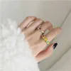 Fashion coréenne vintage mignon gothique coloré émail amour coeur ring métal metal gold silver couleurs anneaux pour femmes accessoires de cadeaux fille Q3816185