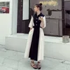 Nähte Farbe Langes Kleid Für Frauen Sommer Revers Große Größe Kleider Mit Gürtel Weibliche Koreanische Mode 2D1675 210526