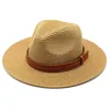 Panama Hasır Şapka Kadın Güneş Şapka Bayanlar Bahar Yaz Sunhat Erkekler Geniş Ağız Kap Erkek Caz Kapaklar Kadın Moda Açık Sea Beach Sunhats Man Chapeau Toptan 9 Renkler