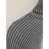 Design de mode Femmes Pull court à manches longues à manches longues Personnalité côtelée Gris Col roulé épais Pull Solid SpringTop 210521