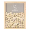 Décoration de fête Gravé Personnalisé Rustique En Bois Drop Top Cadre Livre D'or Alternative Unique 130 Pcs Coeurs Date De Mariage Cadeaux Décor Fav