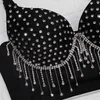 Elegancki Cropped Top Sexy Lato Jesień Frezowanie Carzy Kamizelki Topy Push Up Party Bralette Bra Kobieta Gorset 210515