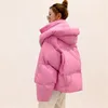 Jaqueta de inverno Mulheres Moda Quente Cor Doces Cor Longo Parka Coat Coreano Loose 211216