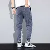 Spring Summer Blue Cargo Jeans Men Streetwear Denim Jogger Pants Baggy Harem Jean Trousers Male Oversize Large size4 5 6 7XL 8XL 210723