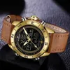 Luxury Brand Men NAVIFORCE 9144 Gold Army Military Watch Led Digital Leather Sports Watches Quartz Mens Clock Relogio Masculino 210728