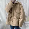 冬の男子青年貨物トレンチコートルーズファッションコットンパッド服大きなポケットパーカーソリッドスノージャケットM-2xl 210524