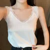 Black Lace Backless Camisole Satin Silk Summer Tops Tank Top Women Clothes White Cami Vest Woman Plus Size Haut Femme 210608