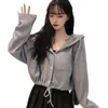 Mode Student Hooded All-Match Jacka Höst Koreanska Loose Draw String Crop Top 2022 Kvinnors Tröjor