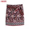 Tangada Women Floral Print Skirts Faldas Mujer Bow Tie French Style Female Mini Skirt BE114 210609