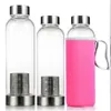 22oz Glass Water Bottle BPA Free High Temperature Resistant Sports Cups With Tea Filter Infuser Nylon Sleeve 5 colors