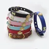 Dog Collars & Leashes Rhinestones Crown Collar Genuine Leather Material Adjustable Necklace Pet Cat With 7colors XS S