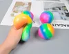 2021 Giocattolo di decompressione Squish Spremere Gomma Stressball Ansia Sollievo dallo stress Autismo Fidget Jelly Squishy Rainbow Vent Ball Squeezy per Kid Adult