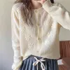 韓国の女性の服手作りの花の刺繍カーディガンソフトモヘアセーター甘いヴィンテージニットカーディガンコートセーター210514